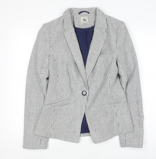 Tu Women Blue Striped Regular Fit Blazer Size 10 Workwear Jacket