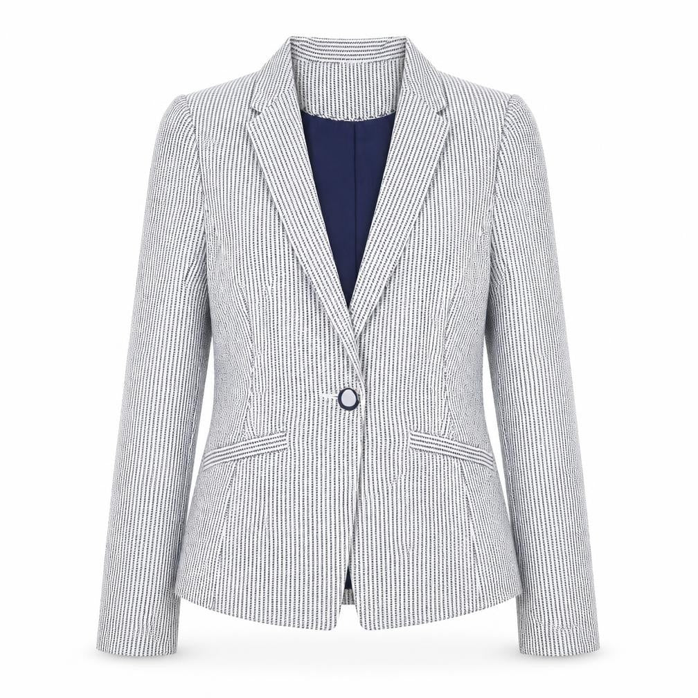 Tu Women Blue Striped Regular Fit Blazer Size 10 Workwear Jacket