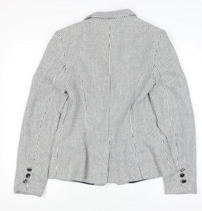 Tu Women Blue Striped Regular Fit Blazer Size 10 Workwear Jacket