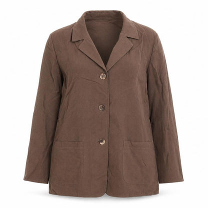 Marks and Spencer Women Brown Petite Fit Linen Blend Blazer UK 12