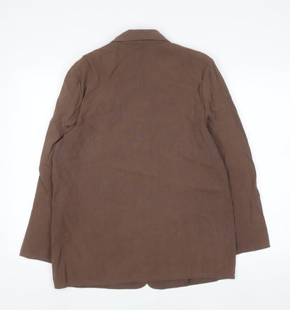 Marks and Spencer Women Brown Petite Fit Linen Blend Blazer UK 12