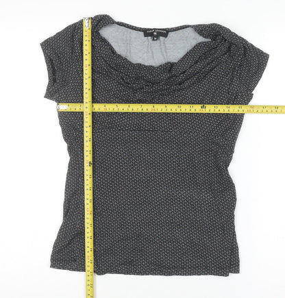 Daphia Levinson Women's Black Cowl Neck Short Sleeve Jersey Blouse Size 10