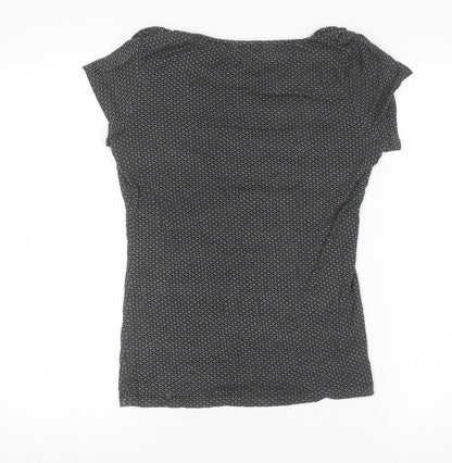 Daphia Levinson Women's Black Cowl Neck Short Sleeve Jersey Blouse Size 10