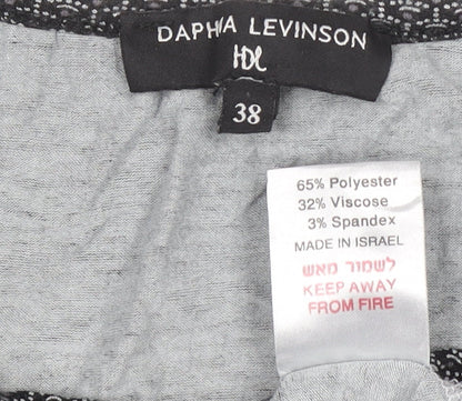 Daphia Levinson Women's Black Cowl Neck Short Sleeve Jersey Blouse Size 10