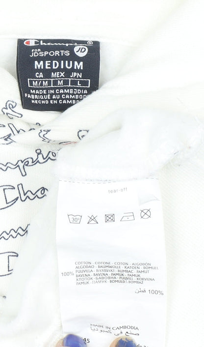 Mens UK Size M Champion White Pullover Hoodie