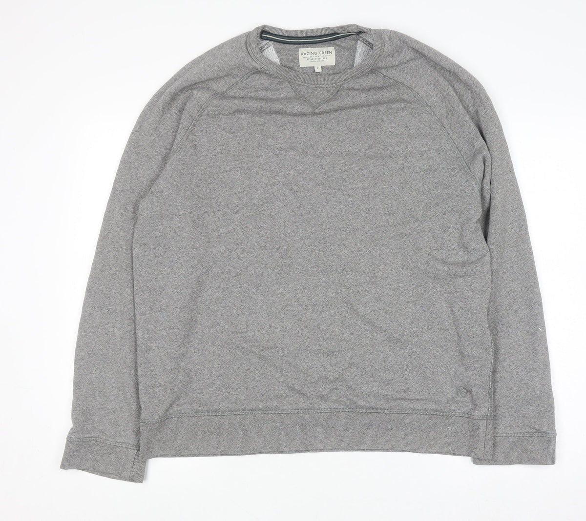 Mens UK Size L Racing Green Grey Pullover Sweatshirt