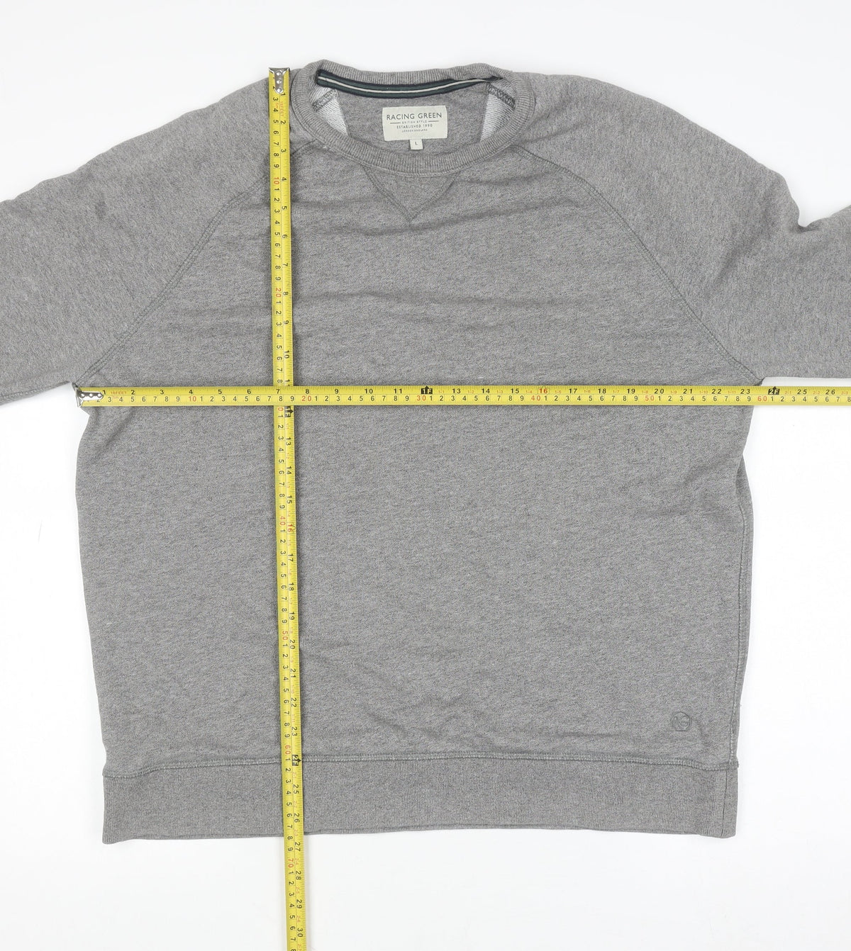 Mens UK Size L Racing Green Grey Pullover Sweatshirt