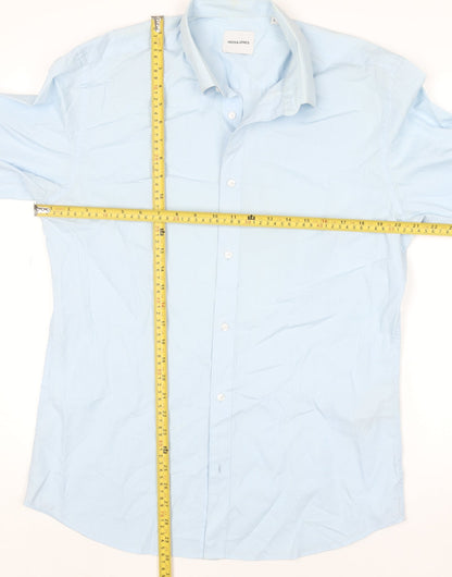 Jack & Jones Men's Blue Long Sleeve Button-Up Shirt Size L