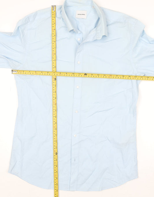 Jack & Jones Men's Blue Long Sleeve Button-Up Shirt Size L