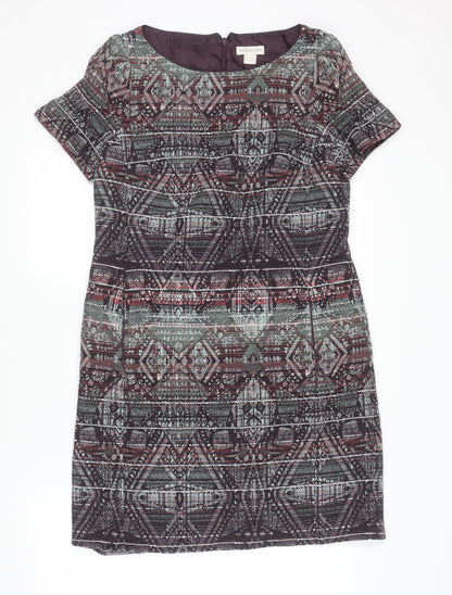 Monsoon Womens Multicoloured Size 10 Shift Dress Short Sleeve