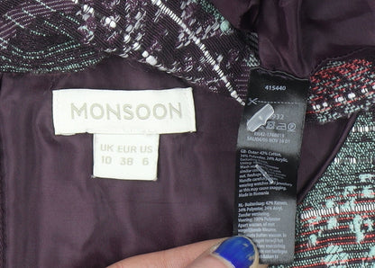 Monsoon Womens Multicoloured Size 10 Shift Dress Short Sleeve