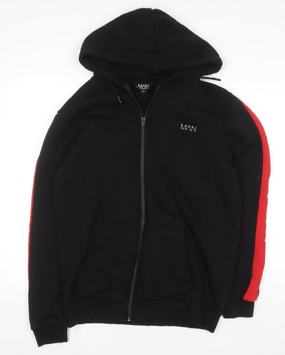 Mens UK Size M boohooMAN Black Full Zip Hoodie