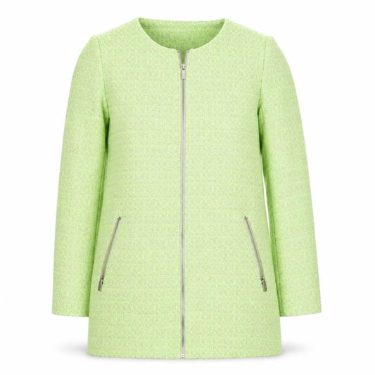 Threadbare Women Green Mid-Length Zip Tweed Coat Size 12