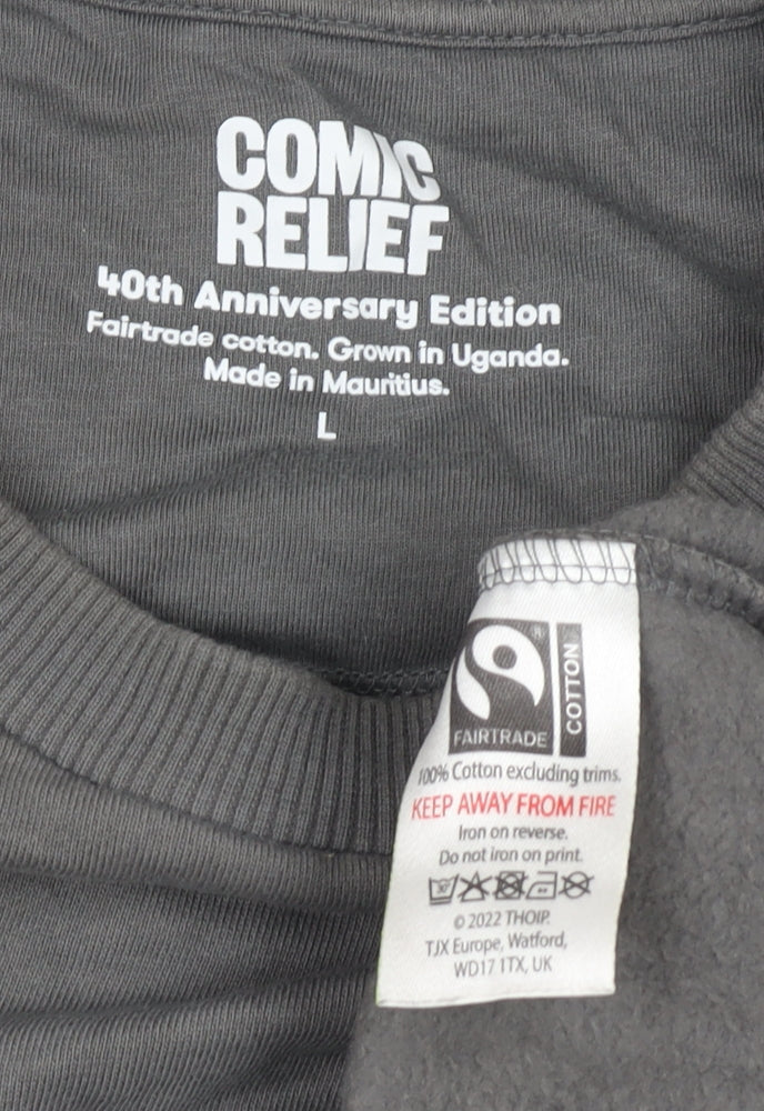 Mens UK Size L Comic Relief Grey Pullover Sweatshirt