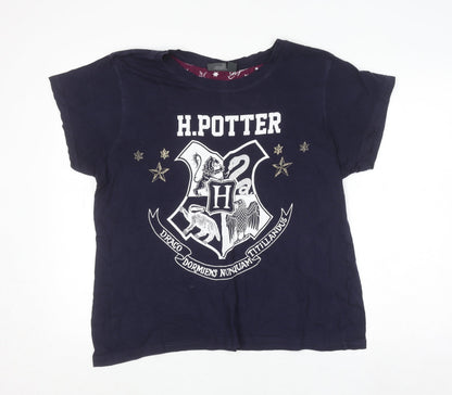 Harry Potter Womens Blue XL Cotton Short Sleeve Pyjama Top