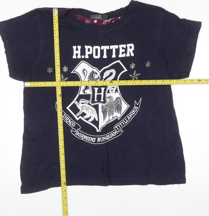 Harry Potter Womens Blue XL Cotton Short Sleeve Pyjama Top