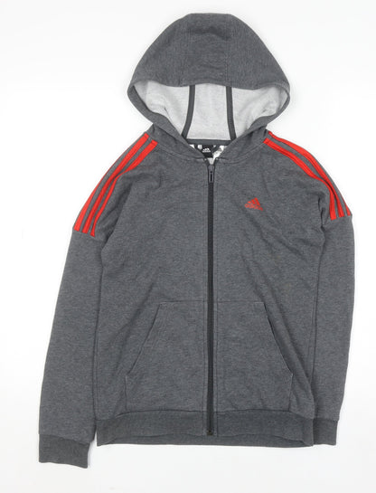 Boys UK Size 11-12 Years adidas Grey Full Zip Hoodie