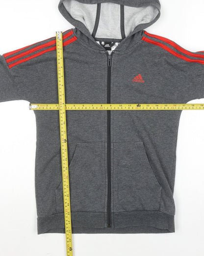 Boys UK Size 11-12 Years adidas Grey Full Zip Hoodie