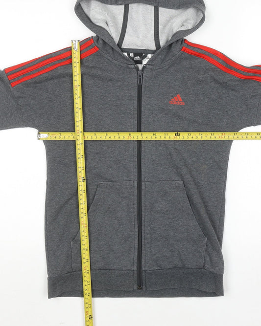 Boys UK Size 11-12 Years adidas Grey Full Zip Hoodie
