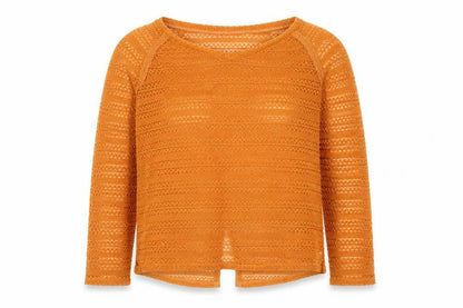 Next Womens Orange V-Neck Open-Knit Pullover Jumper Size 10
