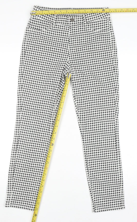 Uniqlo Women Black Check Slim Fit Stretch Cotton Leggings S