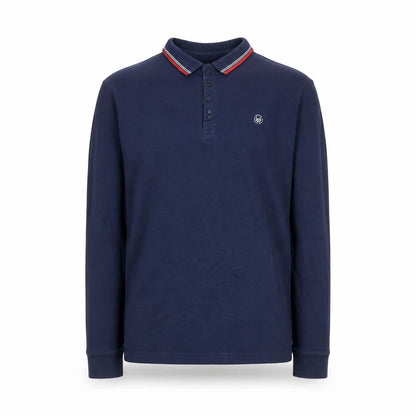 Duck and Cover Men's Blue Long Sleeve Cotton Polo Shirt Size L