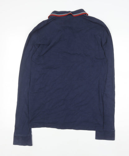 Duck and Cover Men's Blue Long Sleeve Cotton Polo Shirt Size L