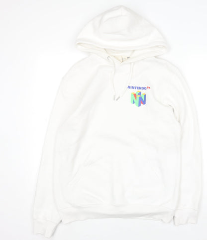 Mens UK Size S H&M White Pullover Hoodie