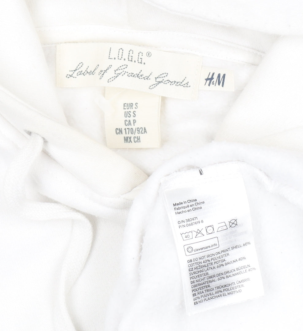 Mens UK Size S H&M White Pullover Hoodie