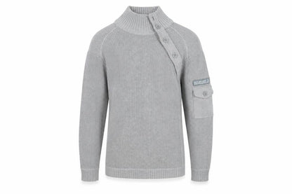 Duck and Cover Mens Grey High Neck Button Pullover Jumper L