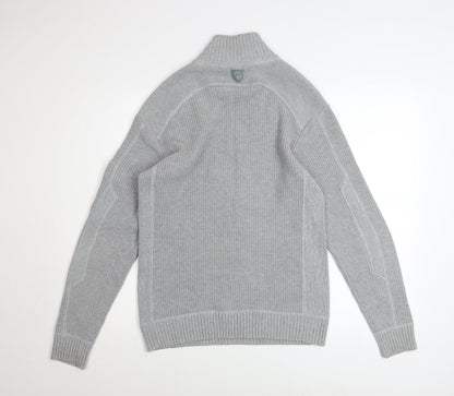 Duck and Cover Mens Grey High Neck Button Pullover Jumper L