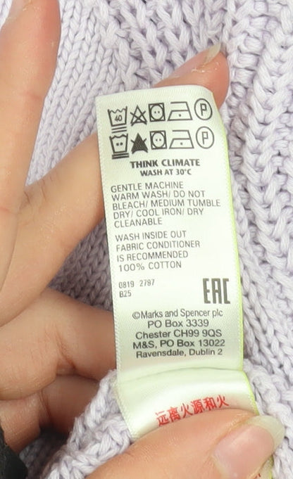 Marks and Spencer Women’s Purple Cotton Crew Neck Jumper Size S