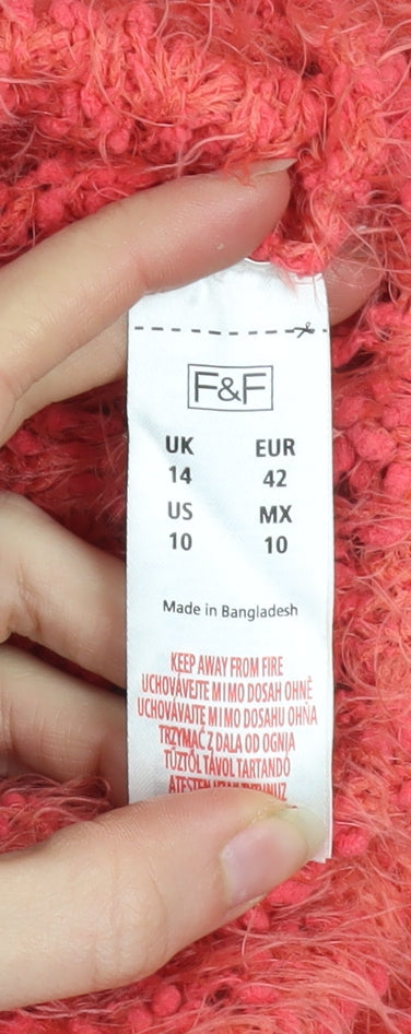 Womens UK Size 14 F&F Pink Pullover Jumper
