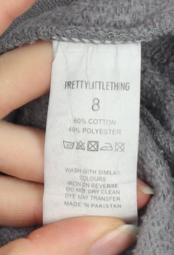 Womens UK Size 8 PRETTYLITTLETHING Grey Pullover Hoodie