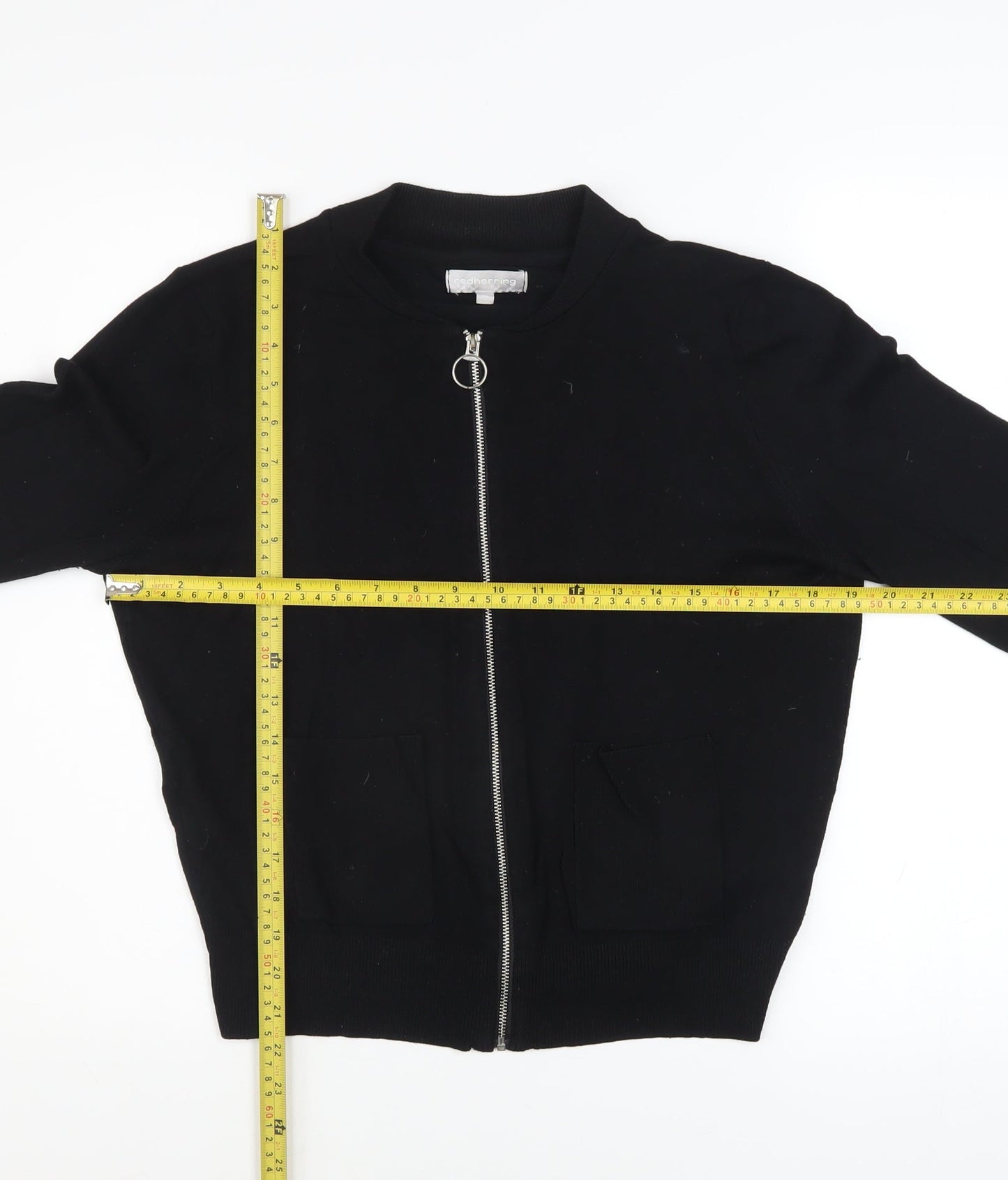 Red Herring Women’s Black Size 14 Full Zip Knit Casual Jacket