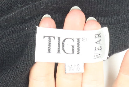 TIGI Wear Womens Black Size 14 Stretch Pencil Midi Knit Skirt