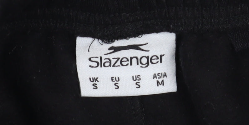 Slazenger Men's Black Small Fleece Sweatpants Tapered Joggers