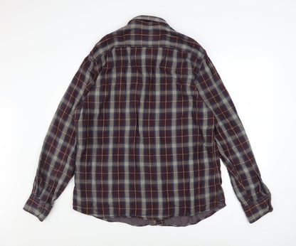 Marks and Spencer North Coast Men's Brown Check Cotton Shirt L