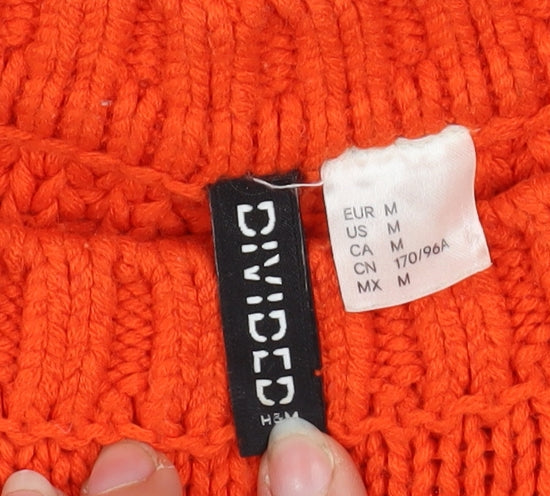 H&M Women Orange Cable-Knit Crew Neck Pullover Jumper Size 12