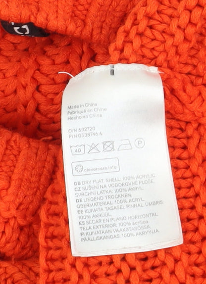 H&M Women Orange Cable-Knit Crew Neck Pullover Jumper Size 12