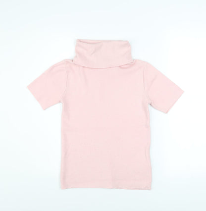 Pink Vanilla Women’s Pink Roll Neck Short Sleeve Jersey Top M/L