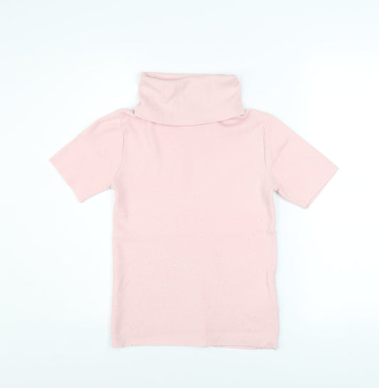 Pink Vanilla Women’s Pink Roll Neck Short Sleeve Jersey Top M/L