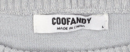 COOFANDY Men's Grey L Crew Neck Pullover Knit Jumper