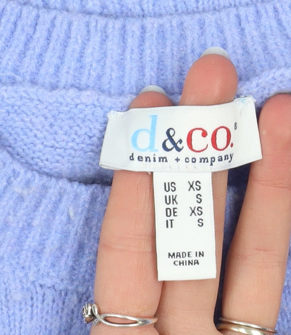 Womens UK Size S Denim & Co Blue Pullover Jumper