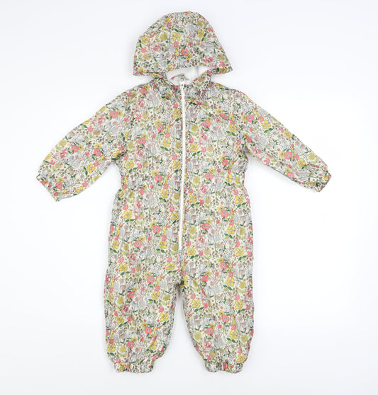 Tu Girls Multicoloured Floral Hooded Padded Snowsuit 2 Years