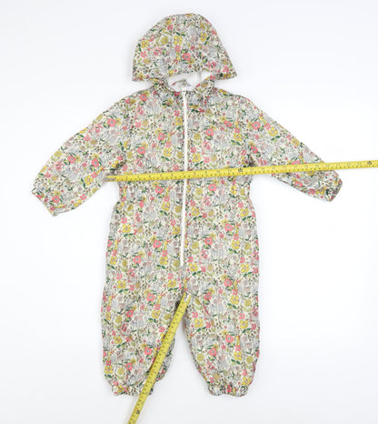 Tu Girls Multicoloured Floral Hooded Padded Snowsuit 2 Years