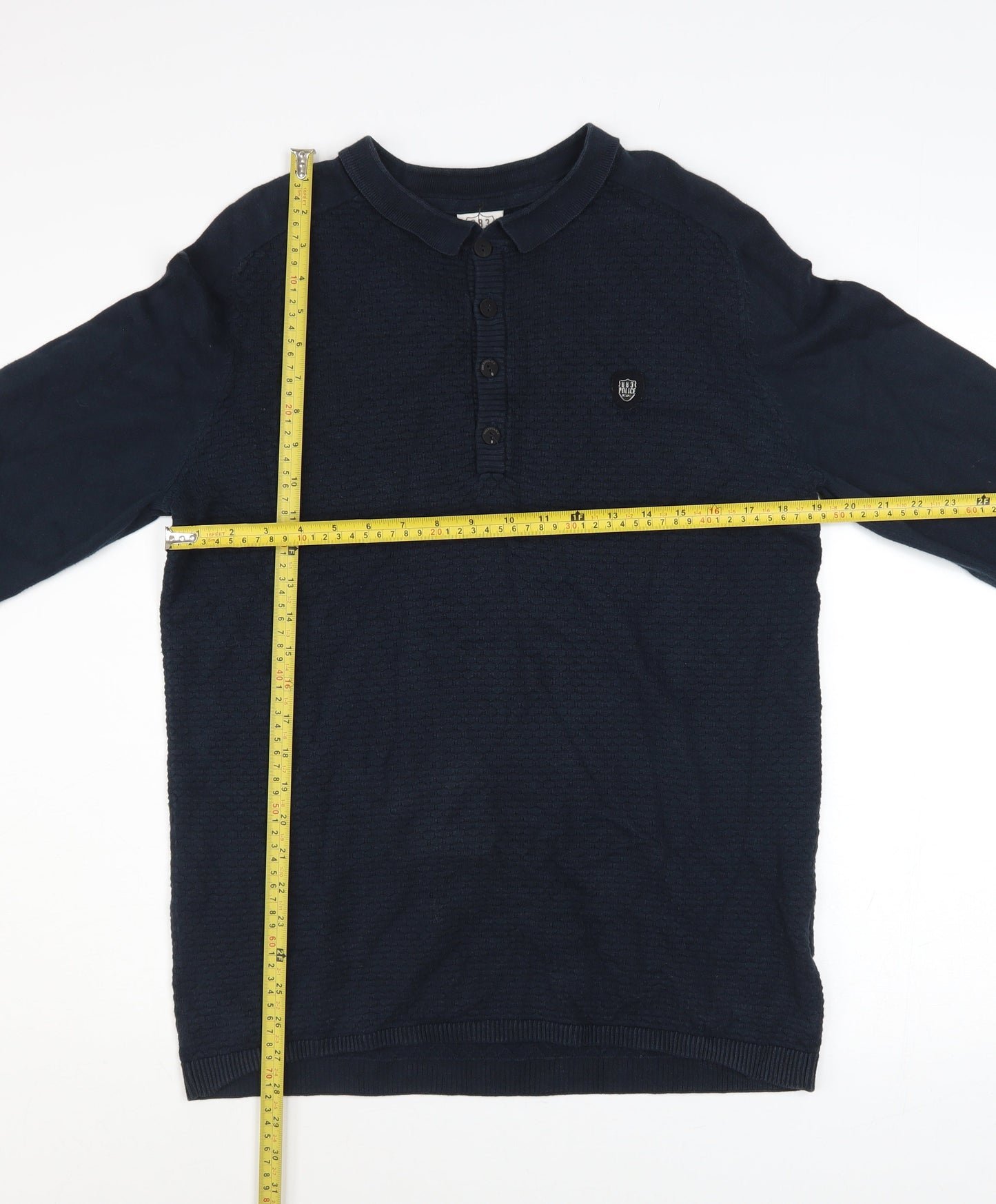 Mens UK Size L 883 Police Blue Henley Jumper