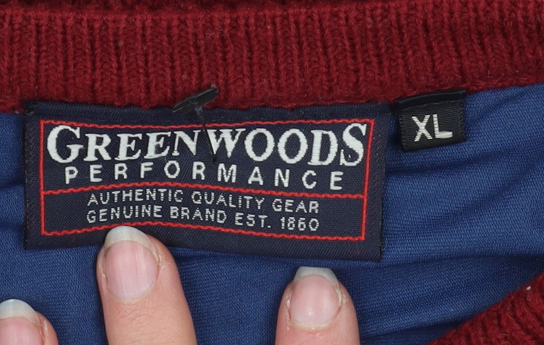 Mens UK Size XL Greenwoods Performance Red Pullover Jumper