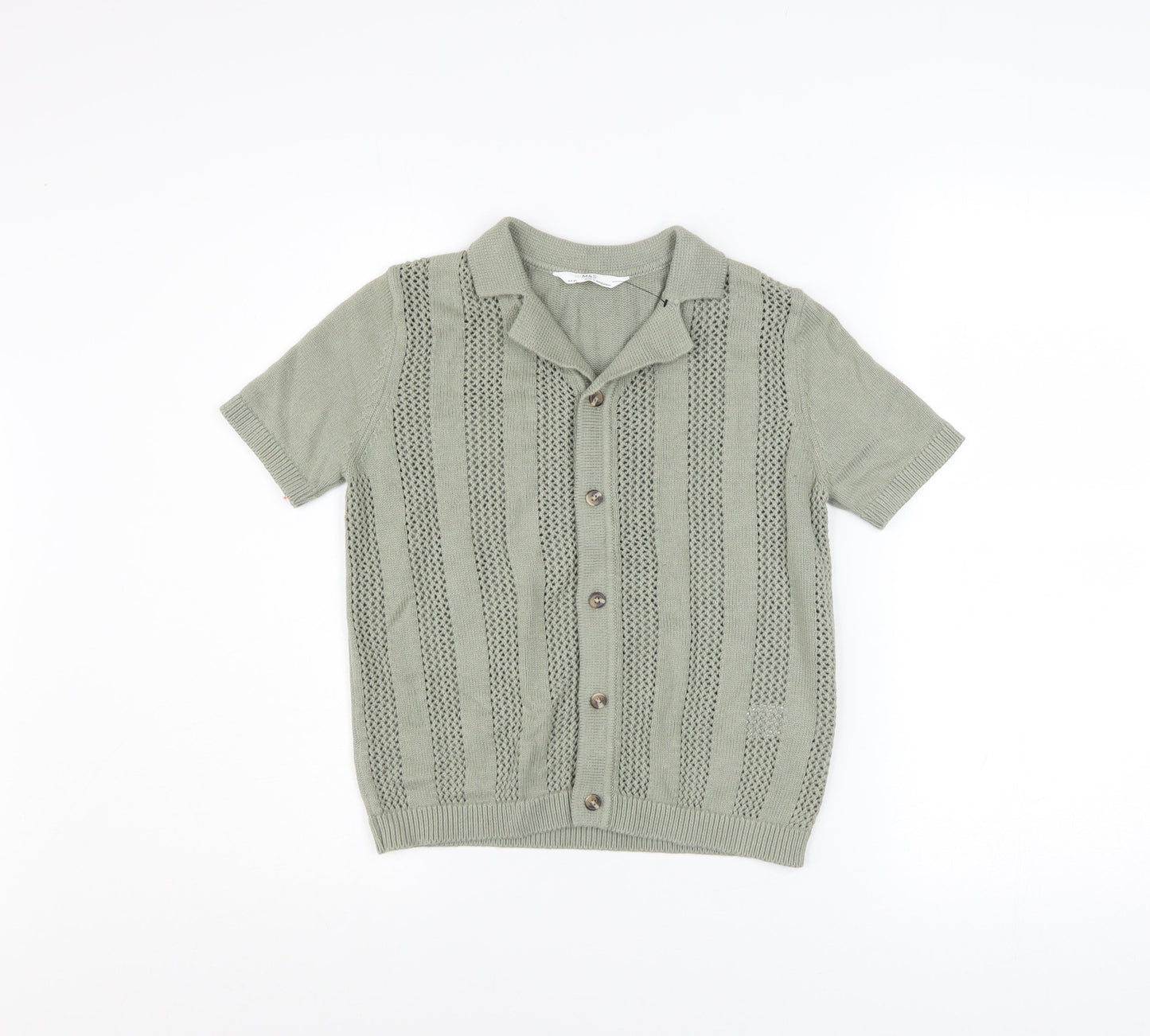 Boys UK Size 8-9 Years Marks and Spencer Green Basic Button-Up