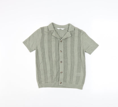 Boys UK Size 8-9 Years Marks and Spencer Green Basic Button-Up